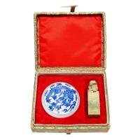 Large Un-Carved Chinese Seal Stone and Red Ink Kit