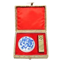 Large Un-Carved Chinese Dragon Seal Stone and Red Ink Kit Large Un-Carved Chinese Dragon Seal Stone and Red Ink Kit